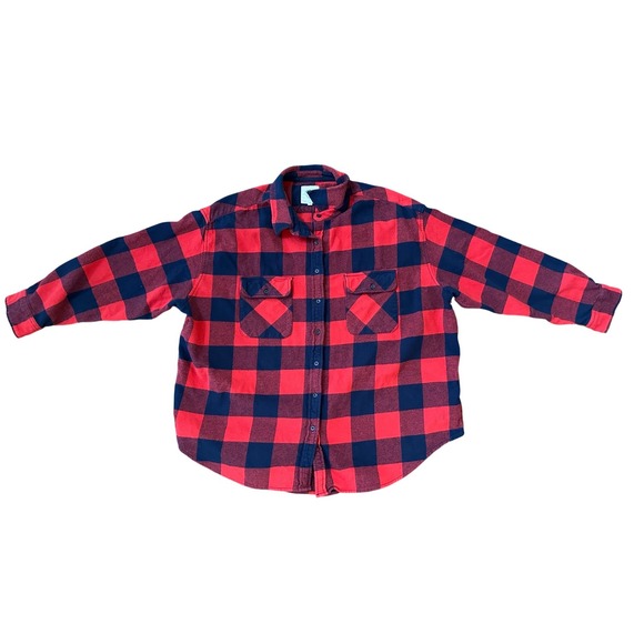 Aerie Womens LumberJane Red and Navy Flannel Shirt 100% Cotton Size XL - Picture 2 of 5